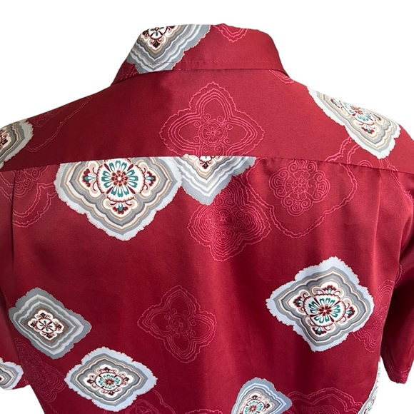 Vintage Hawaiian shirt Tori Richard Asian Geometric Print Polyester XL - Picture 6 of 7